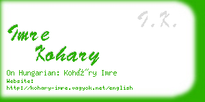 imre kohary business card